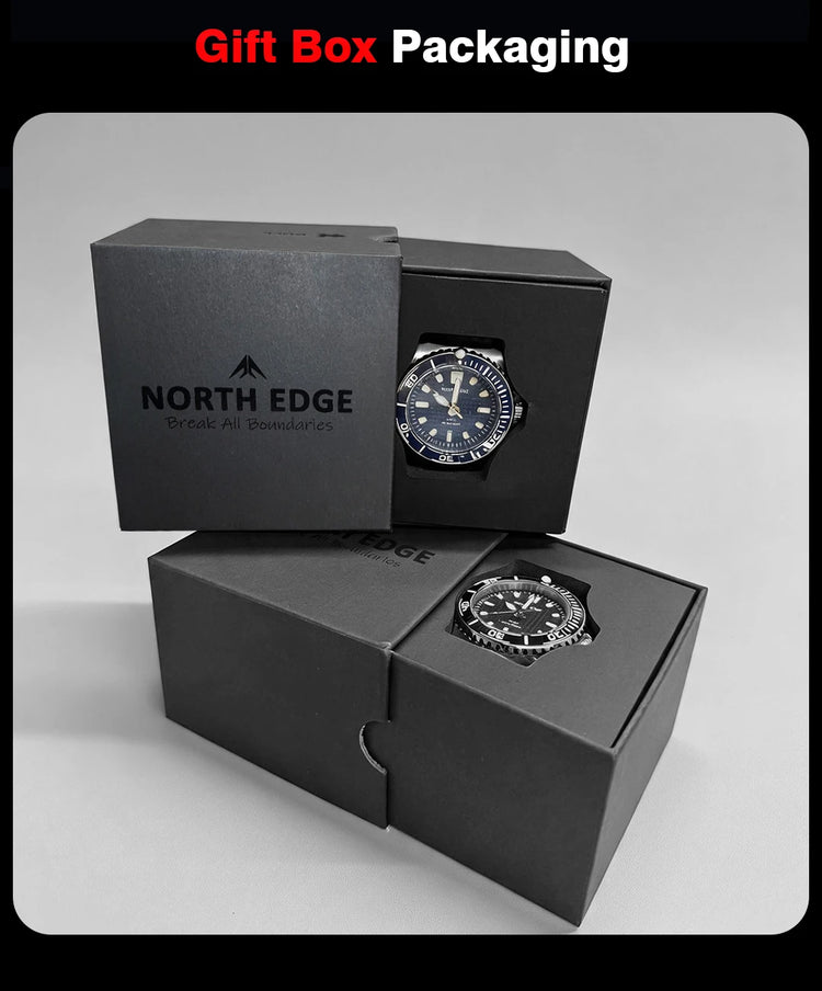 NORTH EDGE NEW Design ABYSS Solar Powered Dive Quartz Wristwatch 200M Waterproof Sports Diving Watch 316L Soft Strap Men Watches