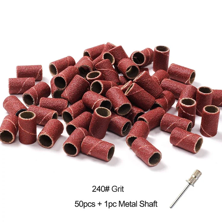 Nail Sanding Ring Bands 80/120/180/240 Grit Electric Manicure Drill Grinding Heads UV Gel Polish Removal Pedicure Abrasive Tools 2028