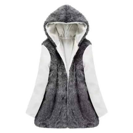 3 in 1 Winter Coat Women's Hooded Windbreaker Furry Inner Jacket Thick Warm Mid Length Parka Casual Fashion Cold Outerwear
