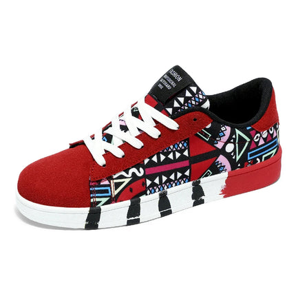 Scarpe vulcanizzate rosse di alta qualità per uomo Sneakers casual unisex 46 Taglia Moda Graffiti Sneakers piatte Scarpe da skateboard da uomo
