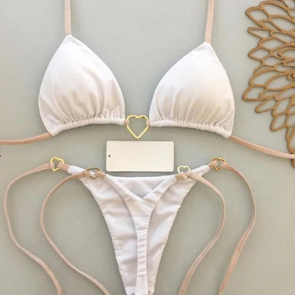 Costume da bagno bikini sexy da donna a tinta unita, due pezzi, rosso platinumshop