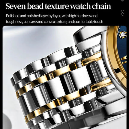 OLEVS 2858 Orologio da Uomo in Acciaio Inossidabile, Impermeabile, Antigraffio, con Fasi Lunari, Luminoso, Cronografo, Orologio da Polso al Quarzo di Lusso platinumshop