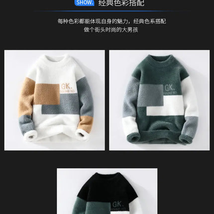 Sweaters men 2025 Winter Letter pattern thick sweater men Student youth sweaters autumn Men's wool pullovers full size S-3XL