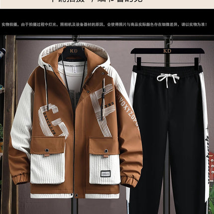 2025 Spring Casual Jackets Sportswear+Pants Men's Sets Korean Style 2 Piece Sets Men Streetwear Fitness Male Tracksuit