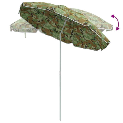 Ombrellone da spiaggia mimetico 263x263 cm, protezione UV, in metallo resistente, portatile, facile da montare, ideale per le attività all'aperto