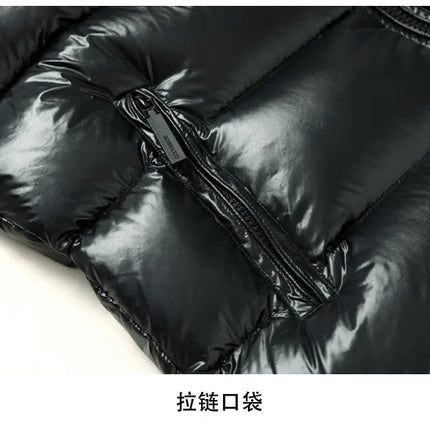 New national standard 90% down winter thickened down jacket, glossy hooded bread jacket, youth down jacket for men's wear