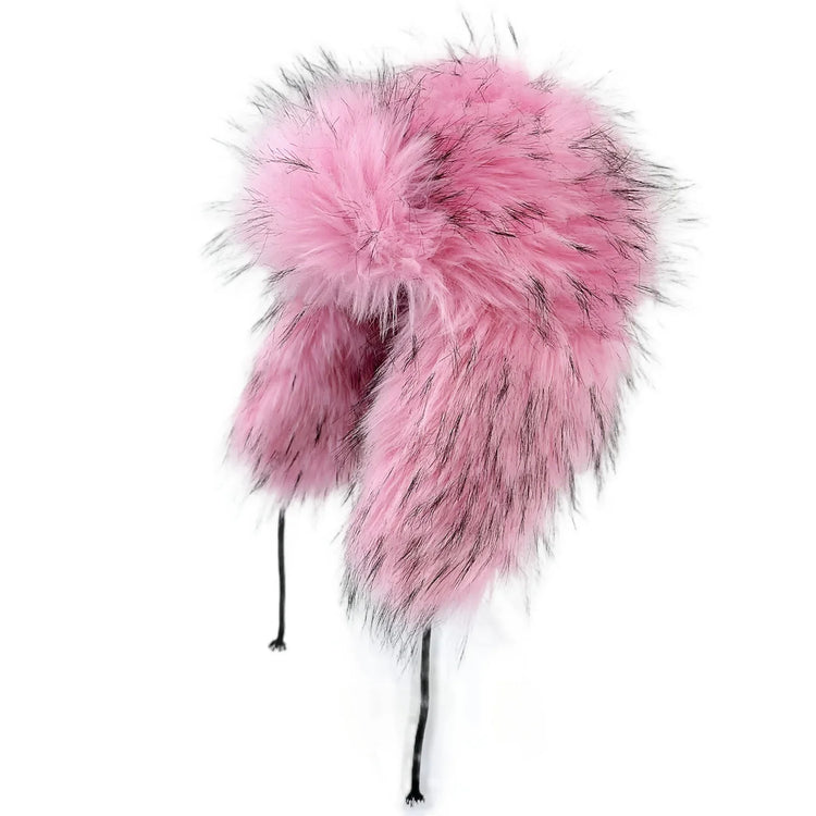 Y2K Fluffy Popular Russian Female Round Earflap Cap Faux Fur Winter Warm Hat For Women Faux Fox Raccoon Fur Beanies Bomber Gorra