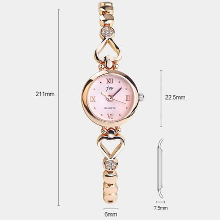 Orologio da polso da donna Orologio da polso di lusso da donna in argento rosa oro squisito con strass Orologio Relogio al quarzo femminile alla moda semplice platinumshop