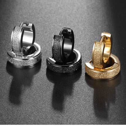 Orecchini a cerchio in acciaio inossidabile con glassa larga 2 pezzi orecchini rotondi neri per donna uomo Punk Vintage Circle Earring Jewelry Statement platinumshop