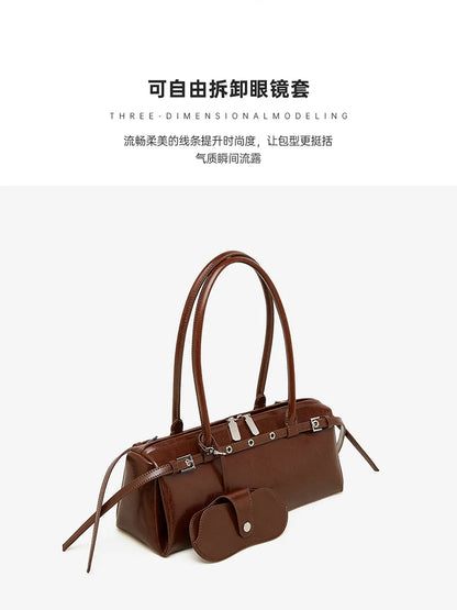 YANATARI underarm cowhide Genuine leather handbags women vintage shoulder bag female  luxury bag high quality long bag