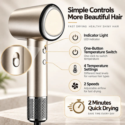 1600W High Speed Hair Dryer RH1886 BLDC Motor 200 Million Negative Ions 4 Heat Settings 2 Speeds Concentrator Diffuser