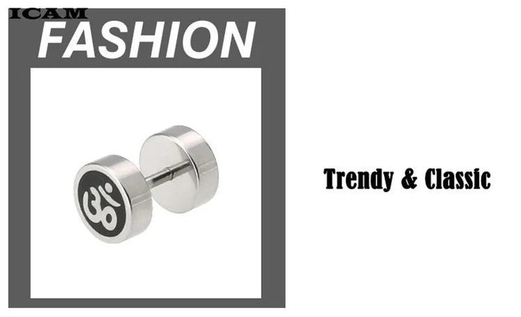 ICAM 1 paio di semplici manubri in acciaio inossidabile uomo/donna orecchini a bottone stile Punk moda acciaio 316L gioielli da uomo regalo 3 colori platinumshop