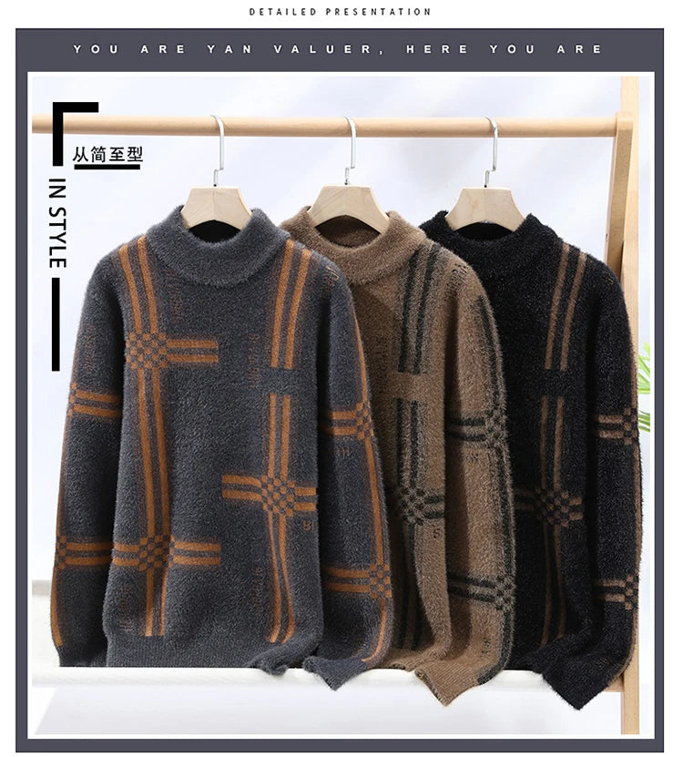 2025 New Winter Fashion Cashmere Sweater Men High Quality Comfortable Mens Sweaters Thick Warm Male Pullover