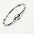 Nuovo Bracciale Artigianale Originale in Argento 925 con Charm, Liscio e Morbido, a Osso di Serpente, per Donna - Regalo 2026 PlatiNum