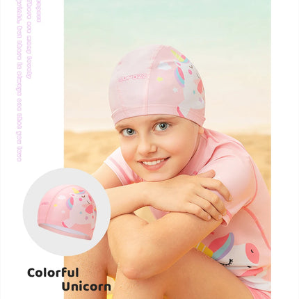 COPOZZ Cuffia da nuoto per bambini in cartone animato Bambini PU Protezione per le orecchie impermeabile Cappello da nuoto Cappelli da bagno elastici Cuffie da piscina per ragazzi Ragazza