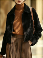 Autumn and winter short suede jacket women's vintage leather down lapel slim jacket jacket women's