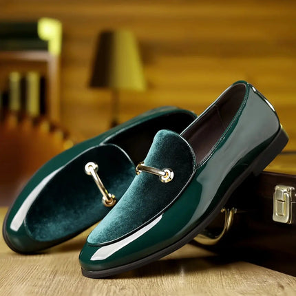 QRLQRL Mocassini di Lusso in Pelle Scamosciata Verde da Uomo, Slip-on con Nappe, Scarpe Morbide in Pelle per Matrimonio, Scarpe Basse in Pelle Nubuck