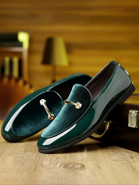 QRLQRL Mocassini di Lusso in Pelle Scamosciata Verde da Uomo, Slip-on con Nappe, Scarpe Morbide in Pelle per Matrimonio, Scarpe Basse in Pelle Nubuck