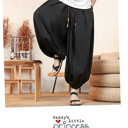 Pantaloni Estivi da Uomo in Seta Ghiaccio Sottile Traspirante, Pantaloni alla Moda a Lanterna, Casual, Comodi, a Gamba Larga, Taglie Forti fino alla 8XL