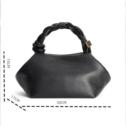 Borsa a tracolla/da spalla da donna in morbida pelle di alta qualità, con manico in corda intrecciata, elegante e casual per l'uso quotidiano.