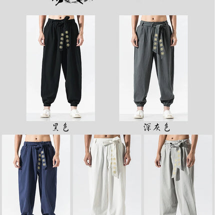 Pantaloni Kimono giapponesi ricamati pantaloni larghi Harajuku Casual da uomo 2023 abbigliamento tradizionale asiatico costume stile Yukata Harem