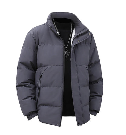 Winter Stand Collar Down Jacket Men Warm Plush Cotton Clothes Comfortable Versatile Parkas Thickened Fleece Lined Puffer Jackets