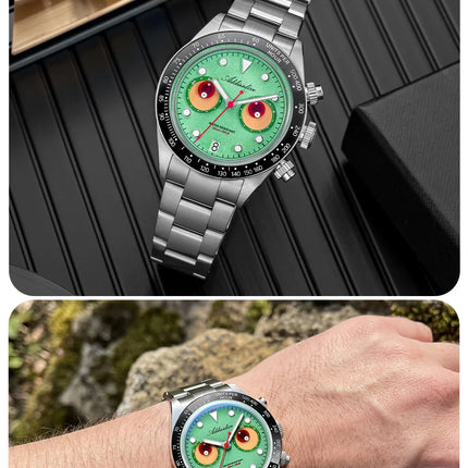 ADDIESDIVE New Men Watch AD2557 Luxury Chronograph VK64 Quartz Wristwatch Ceramic Bezel Luminous Dive 100m Waterproof 40mm Watch