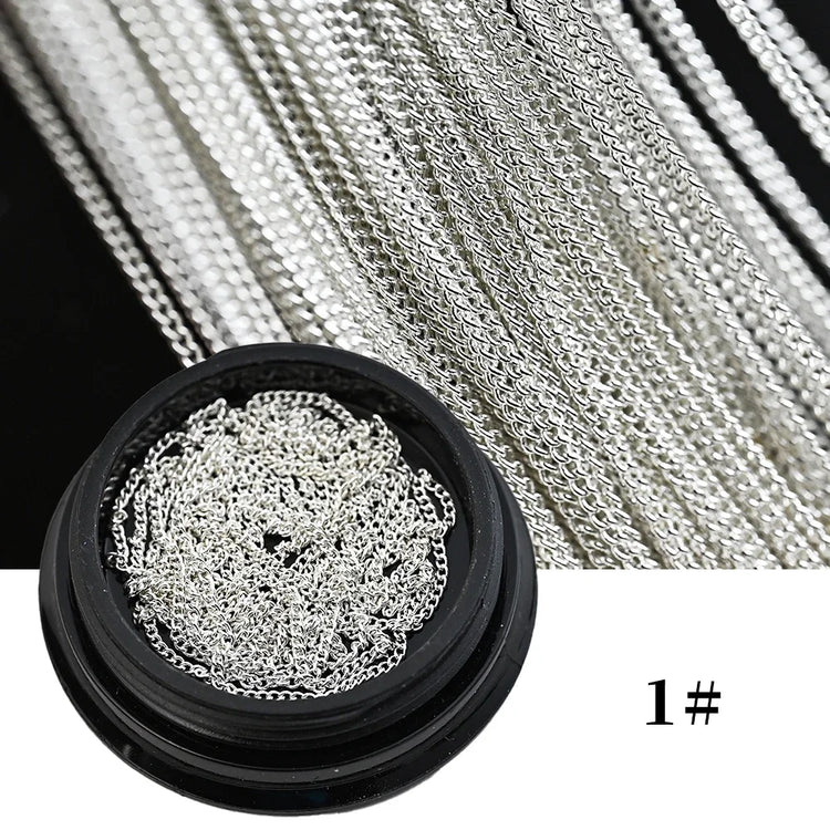 100CM Metal Chain Nail Art Rhinestone Gold/Silver Alloy Studs Nail Art Decorations Chains DIY Design Manicure Jewelry Accessory 2028