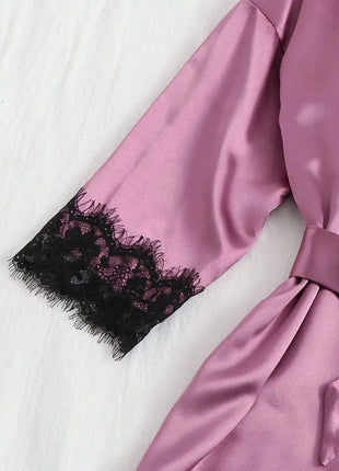 Pigiama da donna lussuoso con scollo a V in 4 pezzi camicia da notte sexy pizzo in raso halter accappatoio in raso di seta camicia da notte per la casa pigiama sexy per la casa platinumshop