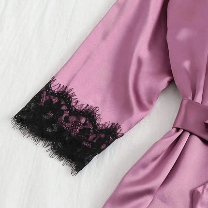 Pigiama da donna lussuoso con scollo a V in 4 pezzi camicia da notte sexy pizzo in raso halter accappatoio in raso di seta camicia da notte per la casa pigiama sexy per la casa platinumshop