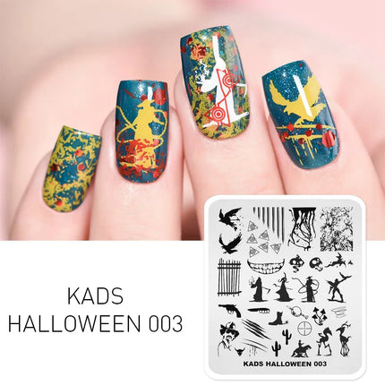 KADS Halloween Nail Stamping Plates skull Pumpkin Bat Template Stencils Nail Art Stamp Image Plate Manicure Nail Print Tool