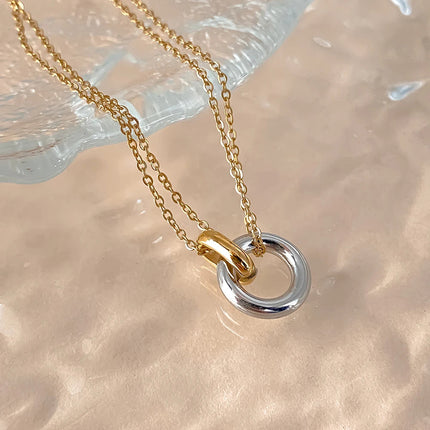 eManco Stainless Steel two-color pendant Necklaces For Women Chokers Trend Fashion Festival Party Gift Jewelry PlatiNum