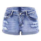 Pantaloncini di jeans spaccati da donna Summer Beach Wild Fashion Sexy pantaloncini Casual Slim Fit elasticizzati con polsino arricciato a vita media