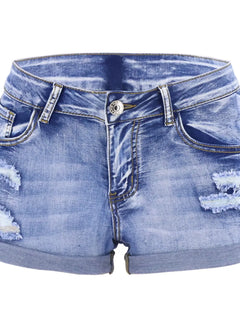 Pantaloncini di jeans spaccati da donna Summer Beach Wild Fashion Sexy pantaloncini Casual Slim Fit elasticizzati con polsino arricciato a vita media