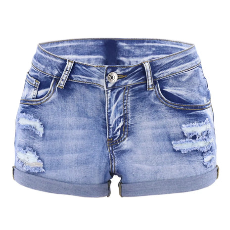 Pantaloncini di jeans spaccati da donna Summer Beach Wild Fashion Sexy pantaloncini Casual Slim Fit elasticizzati con polsino arricciato a vita media