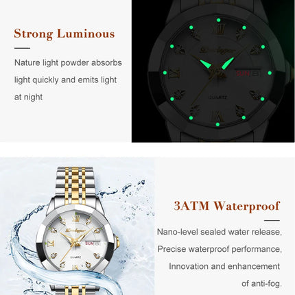 POEDAGAR orologi da donna di marca di lusso impermeabile luminoso data settimana orologio al quarzo per donna orologio da donna di moda in acciaio inossidabile platinumshop