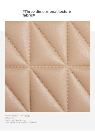 Trendy Embroidered Square Bag  - Diamond Pattern Shoulder Purse with Chain Strap & Magnetic Closure PlatiNum