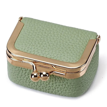 Crocodile Patterned Kiss Lock Coin Purse Square Genuine Leather Leather Jewelry Bag Mini Multifunctional Small Item Bag Storage PlatiNum
