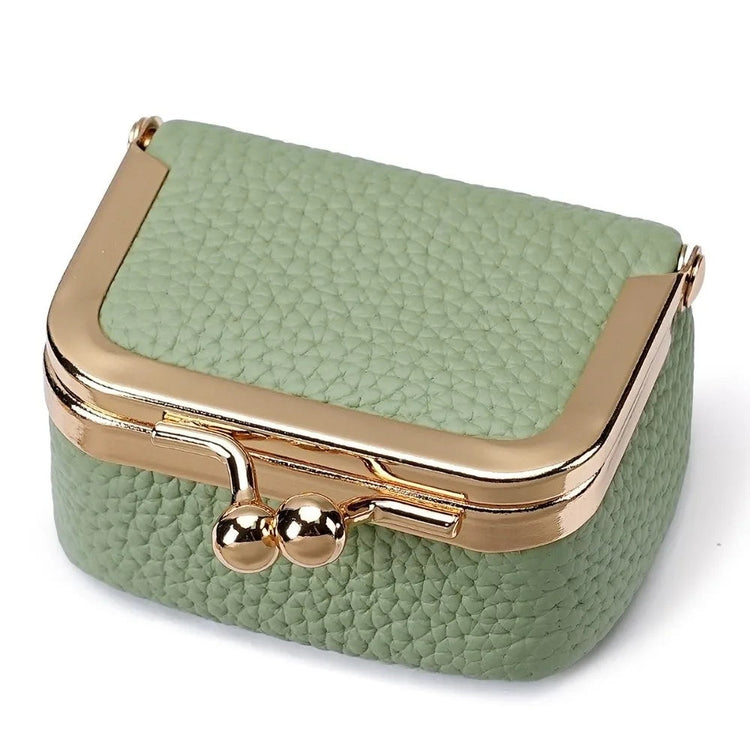 Crocodile Patterned Kiss Lock Coin Purse Square Genuine Leather Leather Jewelry Bag Mini Multifunctional Small Item Bag Storage PlatiNum