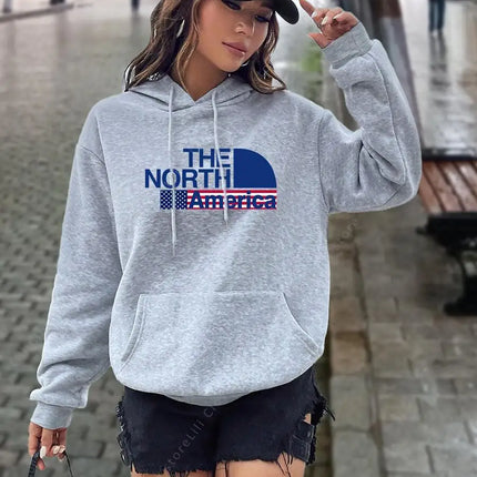 North America letter Print Hoodies Women tops Sweatshirt Aesthetic Hooded Shirt pink designer Luxury clothing Woman y2k clothes