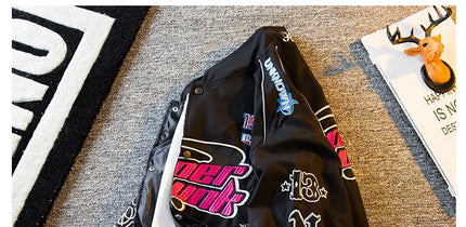 Men's Jacket High Street Vintage Retro Locomotive Baseball Uniform Spring Autumn Loose Single-breasted Embroidered Jackets