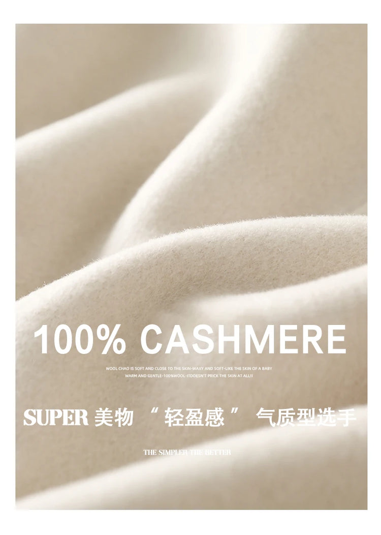 Ladies' 100% Cashmere Thick Double-Sided Extended Coat, Classic, Versatile and Fashionable for Business and Leisure