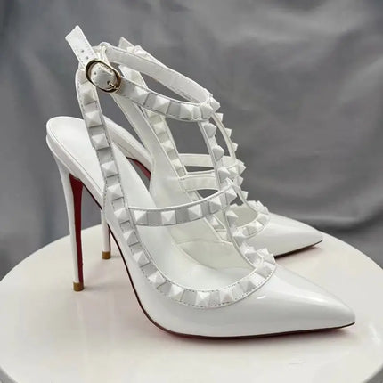 Nuovi sandali con tacco alto con borchie sottili, scarpe da donna sexy, scarpe Liuding, scarpe da donna finte e tacchi alti