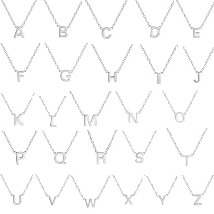 Skyrim Stainless Steel A-Z Initial Letter Necklace for Women Trend Minimalist Alphabet Choker Neck Chain Jewelry Birthday Gift PlatiNum