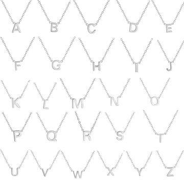 Skyrim Stainless Steel A-Z Initial Letter Necklace for Women Trend Minimalist Alphabet Choker Neck Chain Jewelry Birthday Gift PlatiNum