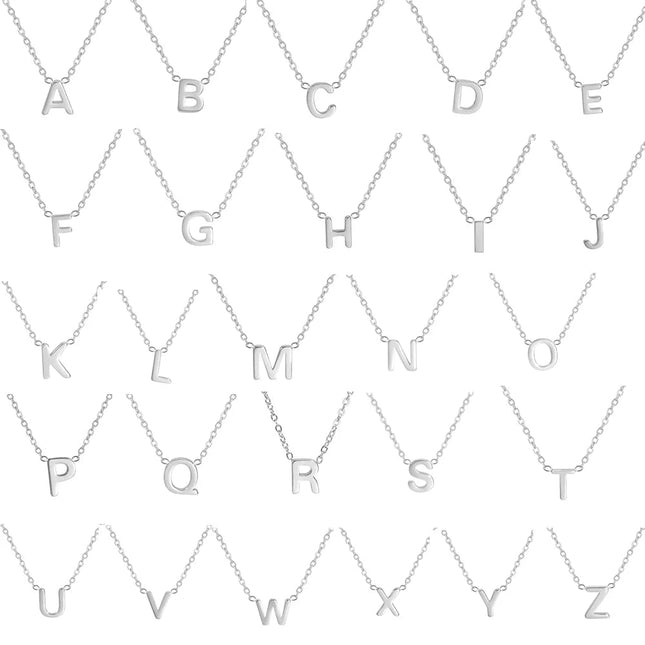 Skyrim Stainless Steel A-Z Initial Letter Necklace for Women Trend Minimalist Alphabet Choker Neck Chain Jewelry Birthday Gift PlatiNum