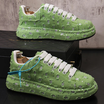 New Fashion Men Embroidery Canvas glitter Loafers Mens Casual Oxford Shoes Wedding Groom Driving Homecoming Business Footwear