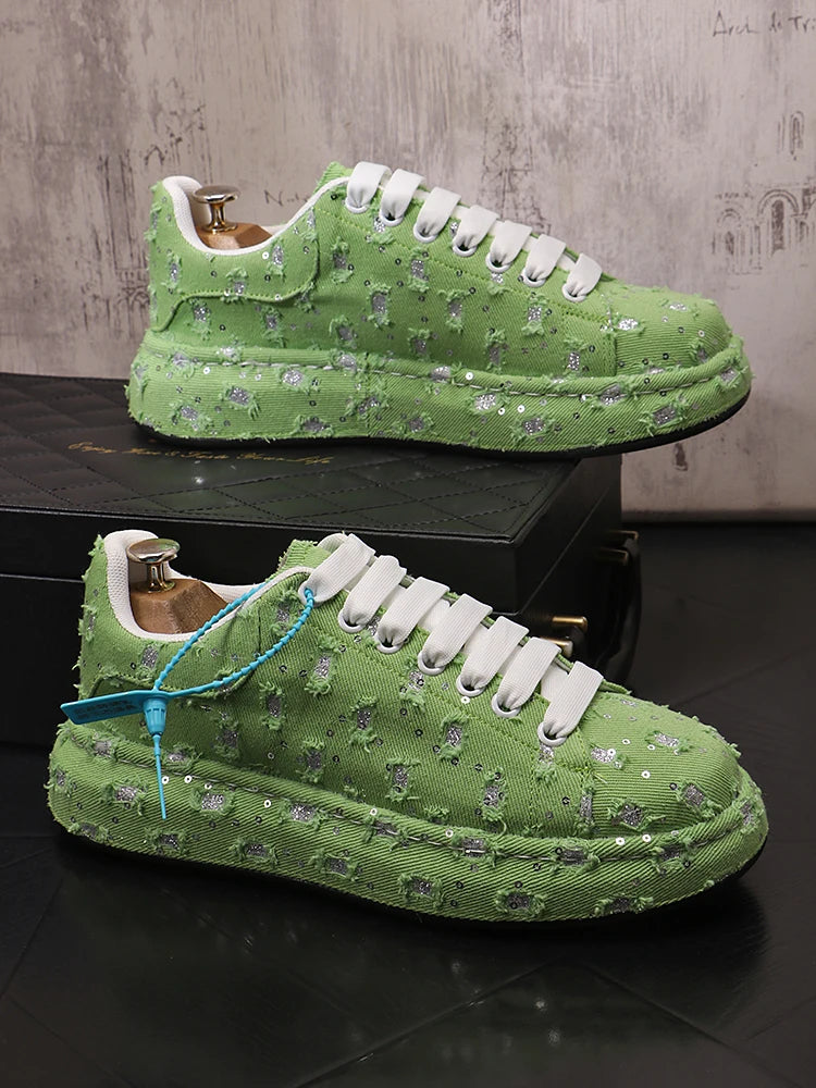 New Fashion Men Embroidery Canvas glitter Loafers Mens Casual Oxford Shoes Wedding Groom Driving Homecoming Business Footwear