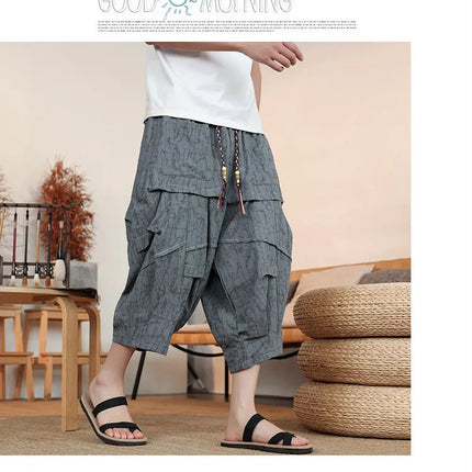 Pantaloncini Estivi da Uomo Taglie Forti in Cotone Comodi Stile Cinese Vintage Moda Casual Sportivi a Lanterna Taglie Grandi fino alla 8XL
