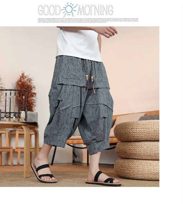 Pantaloncini Estivi da Uomo Taglie Forti in Cotone Comodi Stile Cinese Vintage Moda Casual Sportivi a Lanterna Taglie Grandi fino alla 8XL